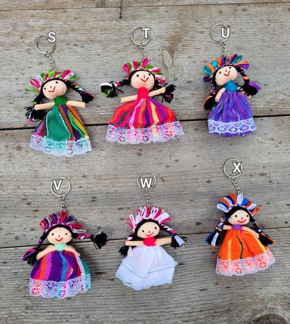 DOLL KEYCHAIN ドールキーチェーン Mini Otomi Doll Keychain, Mexican Doll Keychain, Lele Doll
