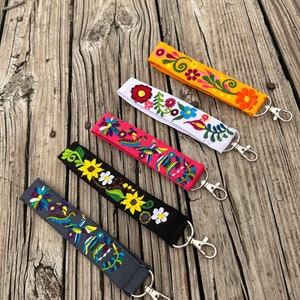 Embroidered Lanyard, Mexican Embroidery Lanyard, Floral Lanyard