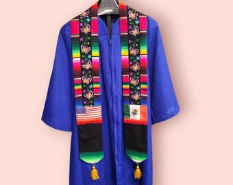 Custom Mexican Graduation Stole, Sarape Stole, Serape stole, Graduation sash, Class of 2025 Graduation stole, Butterfly Graduation stole