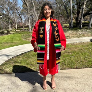 Mexican Graduation Stole, Sarape Graduation Stole, Sarape Graduation Sash, Butterfly Graduation Stole, Class of 2025 Stole