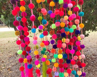 Pompom Garland, Mexican Home Decor, Mexican Party Decor, Classroom decor, Christmas decor