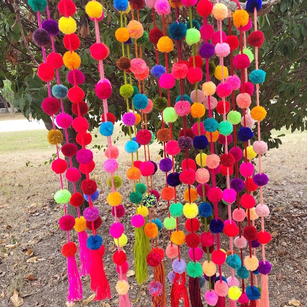 Pompom Garland, Mexican Home Decor, Mexican Party Decor, Classroom decor, Christmas decor