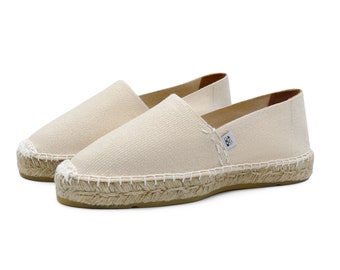 Men's Classic Off-white Flat Espadrilles, Made in France, Men's