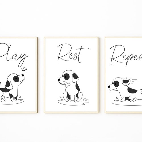 Puppy Nursery Wall Art Dog Nursery Decor Puppy Watercolor Etsy