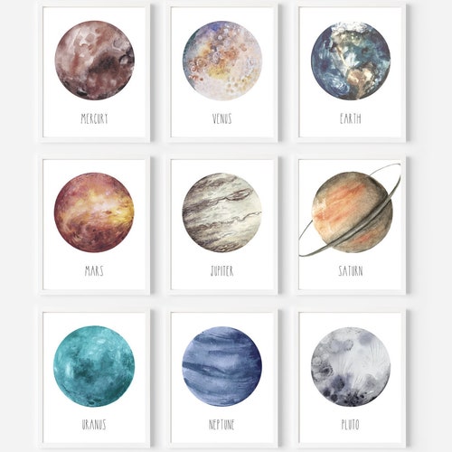 Outer Space Themed Wall Art Set of 2 Educational Print Etsy