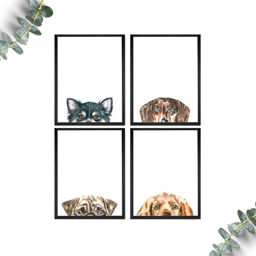 Dog Nursery Decor Peekaboo Dog Prints Puppy Wall Art Etsy