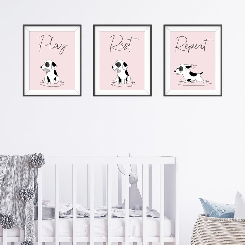 Dog Nursery Decor Black and White Puppy Nursery Decor Etsy