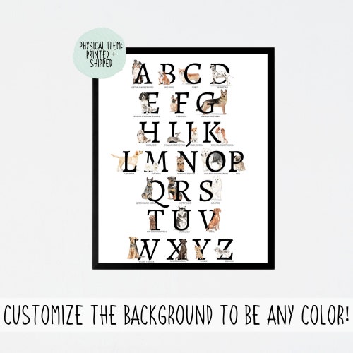 Dog Alphabet Poster ABC Animals Watercolor Alphabet Nursery - Etsy UK