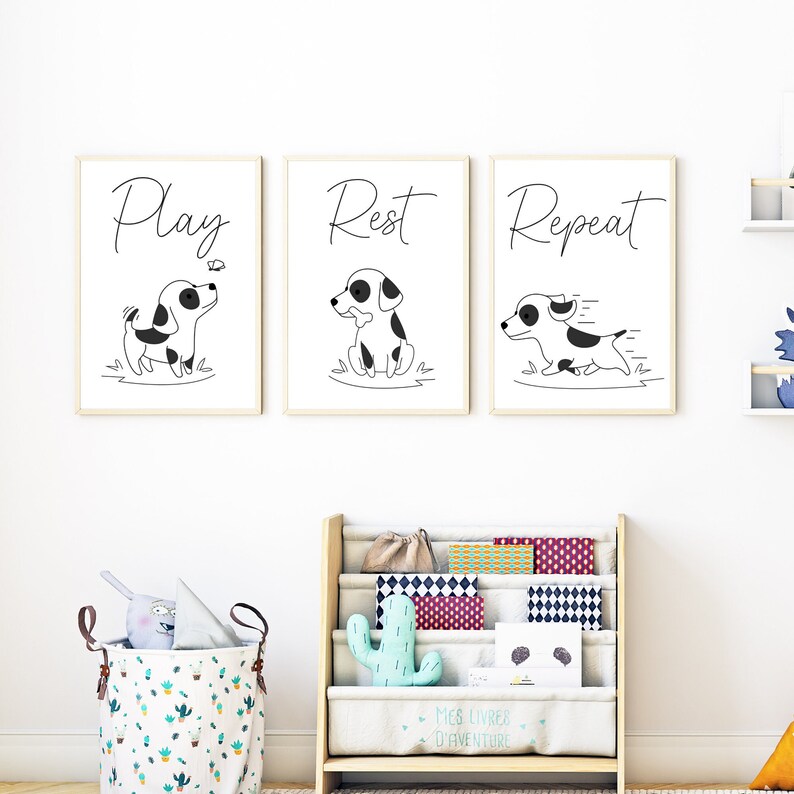 Dog Nursery Decor Black and White Puppy Nursery Decor Etsy
