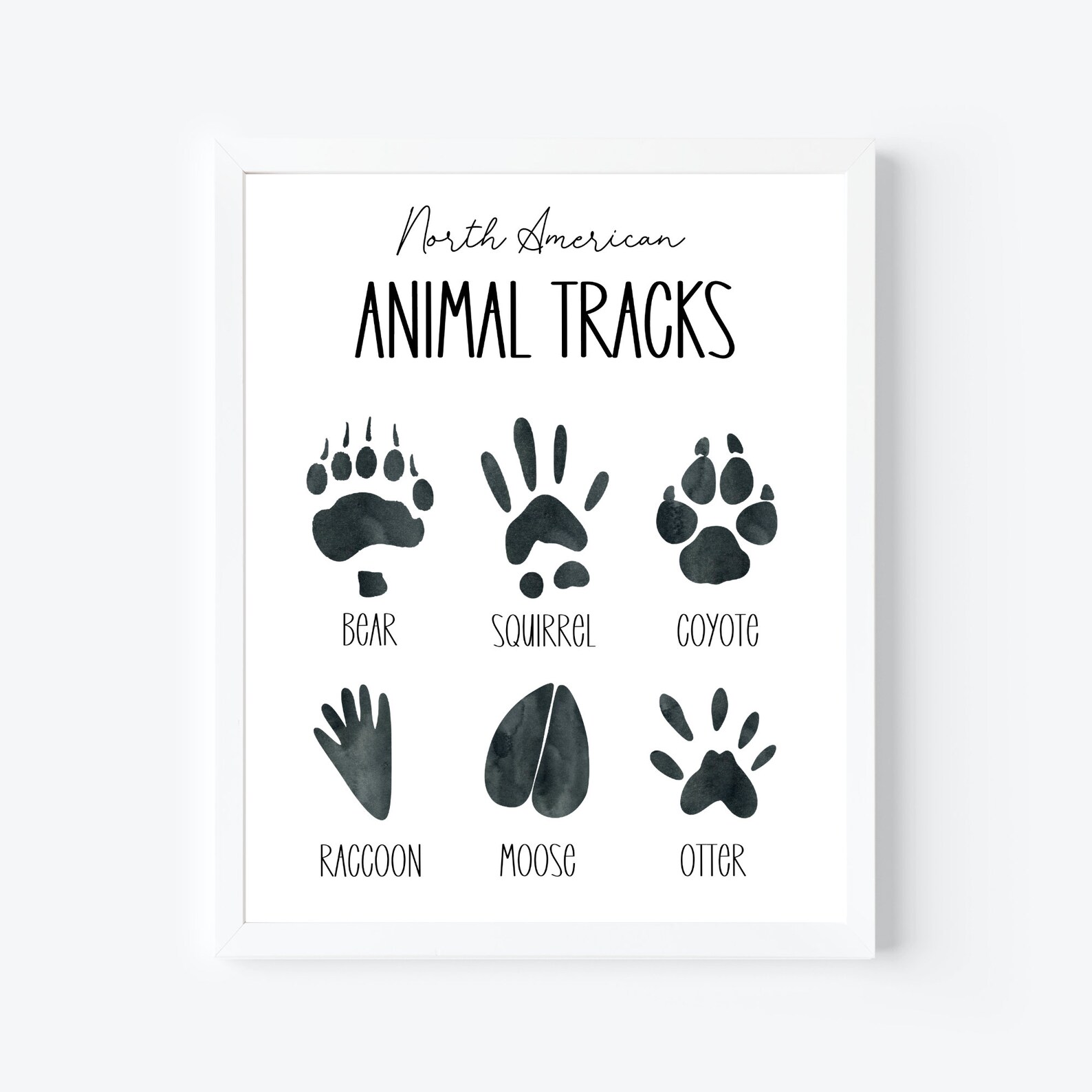 Animal Tracks Poster Animal Tracks Print for Woodland - Etsy