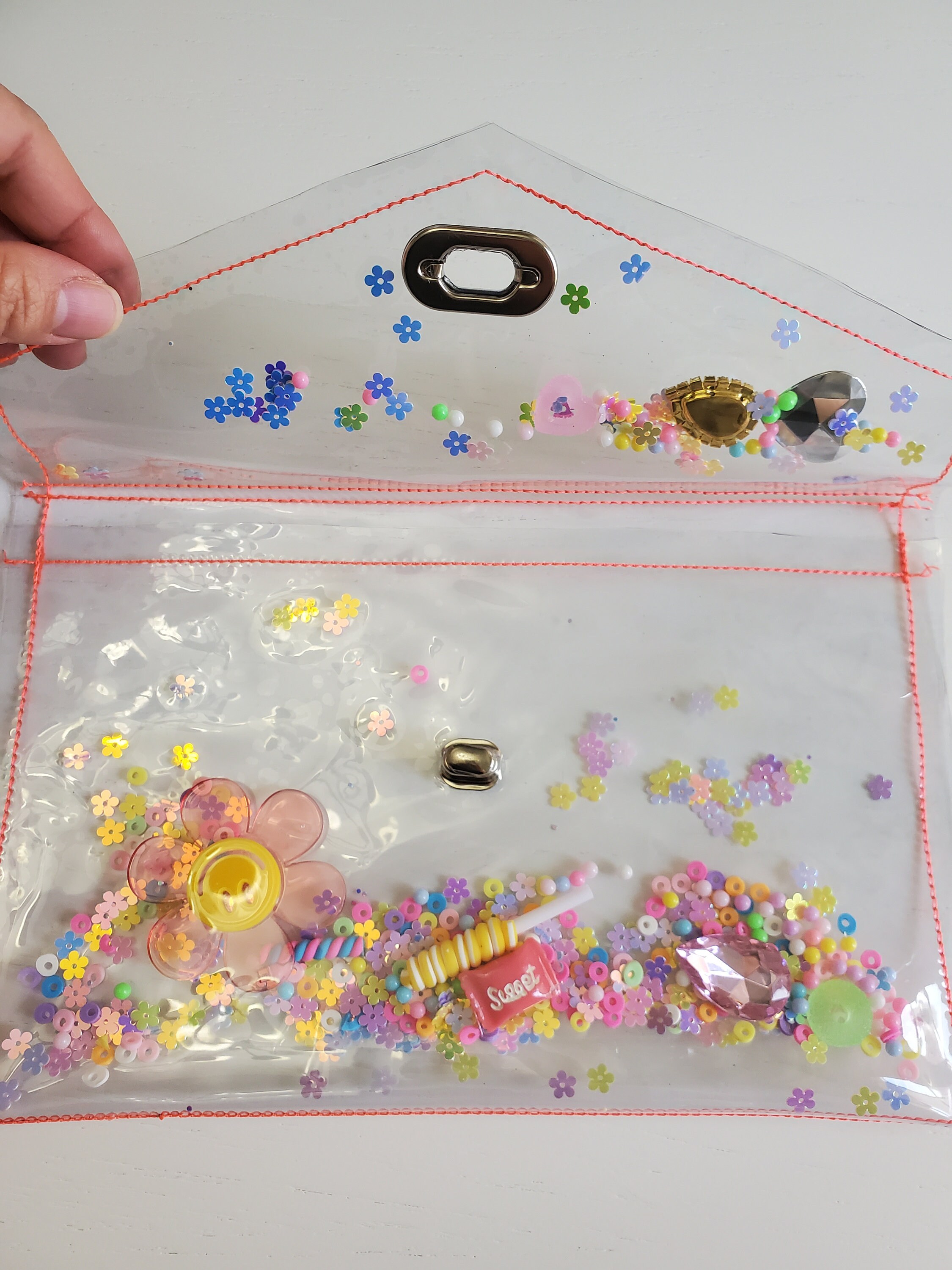 Confetti Flower Glitter Clear Clutch Clear bag Confetti bag Etsy