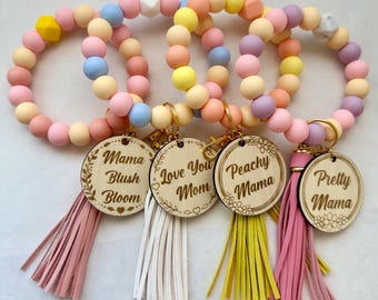 Mama Armband Schlüsselanhänger, Muttertagsgeschenk für Mama, Perlen Armband Schlüsselanhänger, handgemachter Silikon Schlüsselanhänger, Geschenk für Sie, Mama Geschenkidee
