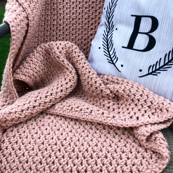 Chunky Crochet Blanket Pattern, Modern Throw (PDF Pattern)