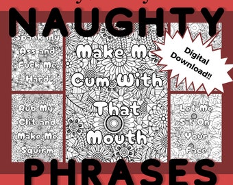 Naughty Phrases Adult Coloring Pages, Sexy Words, Vol 2 (Digital Download)