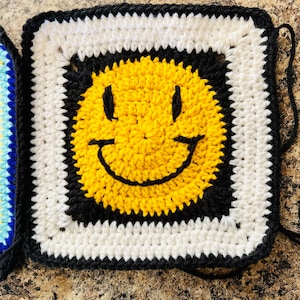 100% handmade crochet smiley face patch