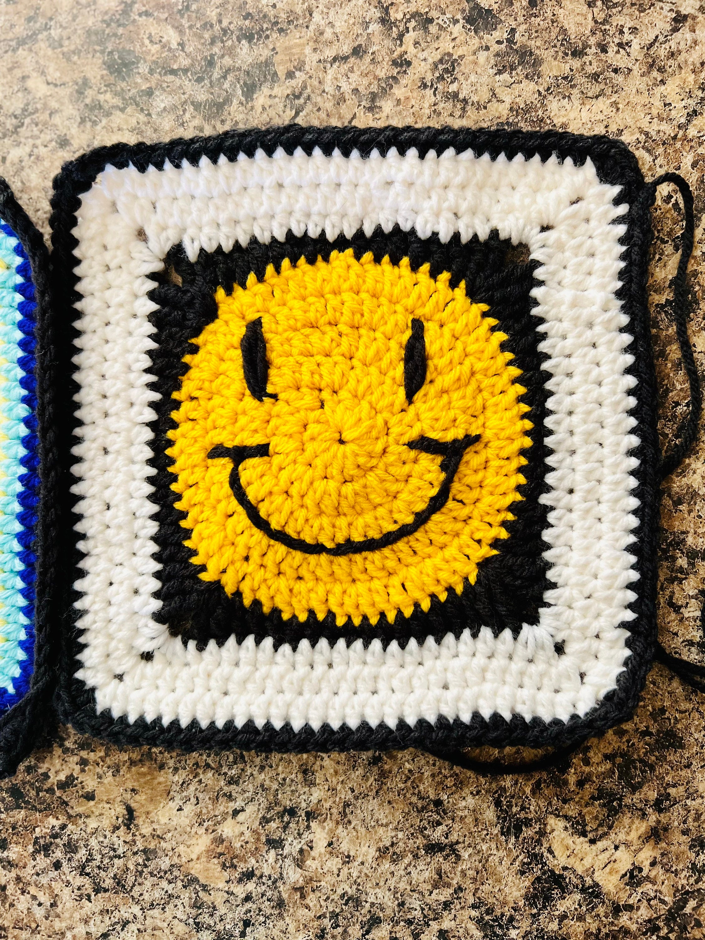 100% Handmade Crochet Smiley Face Patch