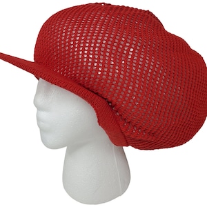 Large RED MESH Slouchy Rasta Crown AKA rasta hats tams dread caps