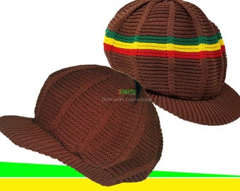 Medium BROWN Rasta hat tam crown dread cap - RH039-3