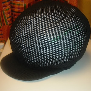 Large BLACK MESH Rasta hat - Red Yellow and Green