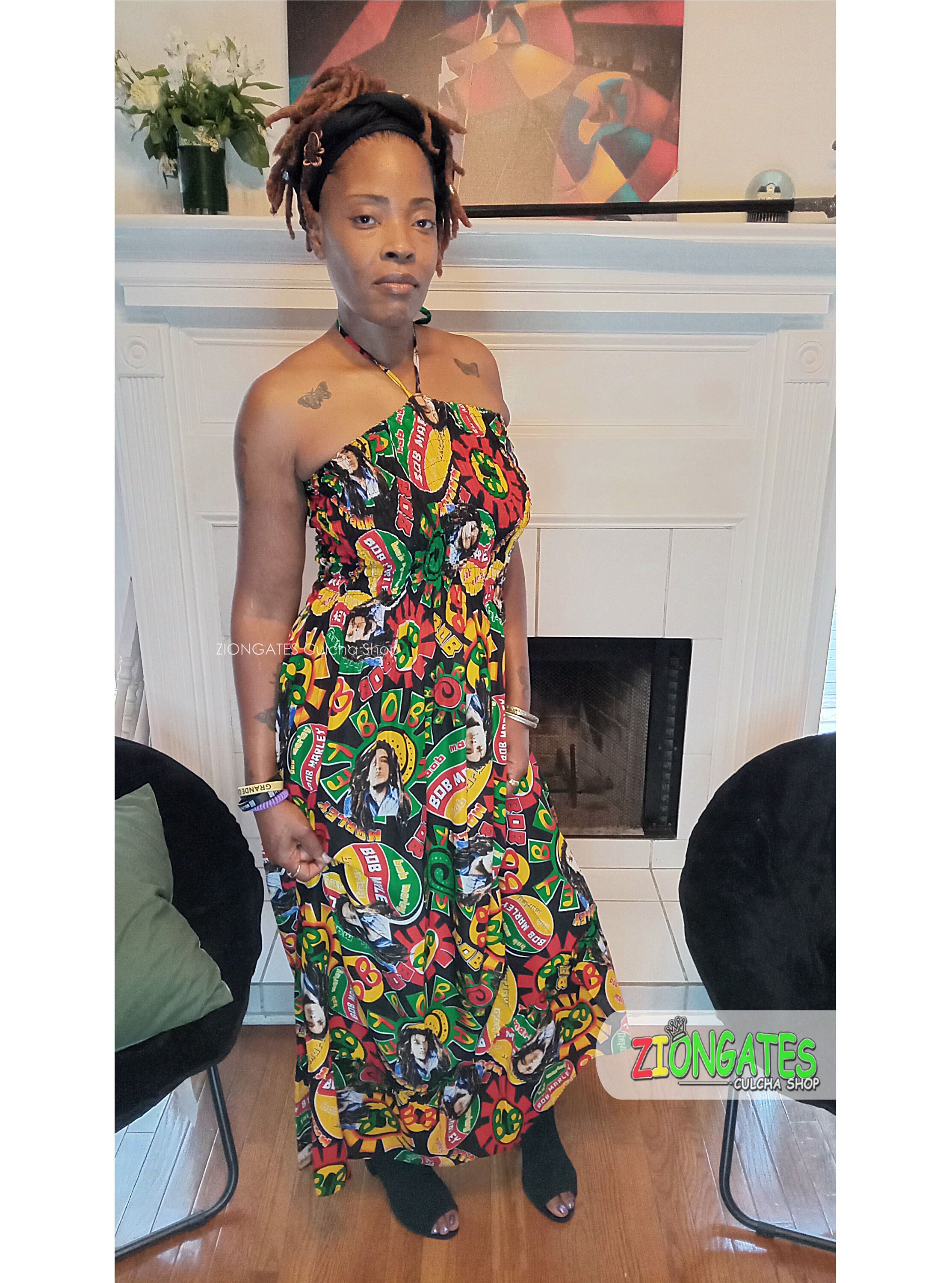 Women s Bob Marley Long Black Sun Dress Halter Top Summer Dress Etsy Canada