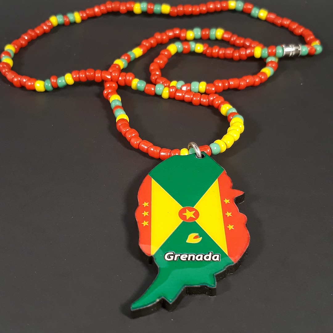 Caribbean Island Map Beaded Necklace - Haiti - Guyana - Grenada - Etsy