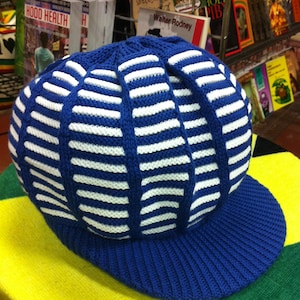 Small ROYAL BLUE White Rasta Dreadlocks cap