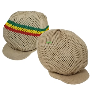 Large BEIGE MESH Rasta hats - RH035-1