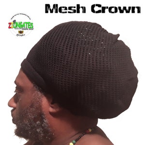 Medium Black Mesh Rastafarian Crown - Rasta hats tams dread locks cap - RH053-3