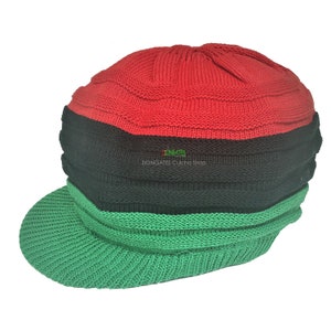 Red Black Green RASTA hats small for short dreadlocks - dread cap -  Pan African - Beanie Visor