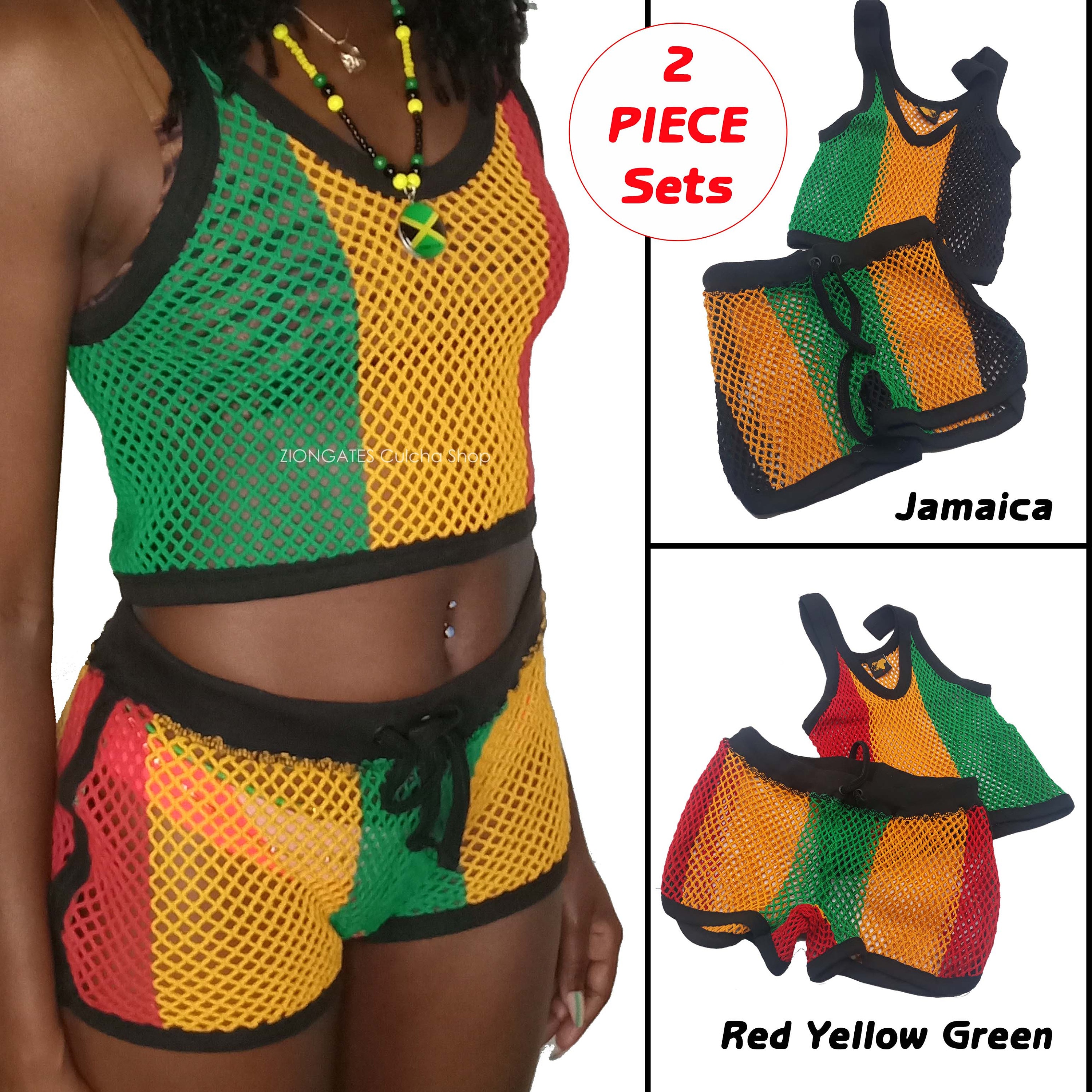 Rhinestone Bra Jamaican Theme One Love Matching Shorts and Bangle Bracelet  Rasta Colors 