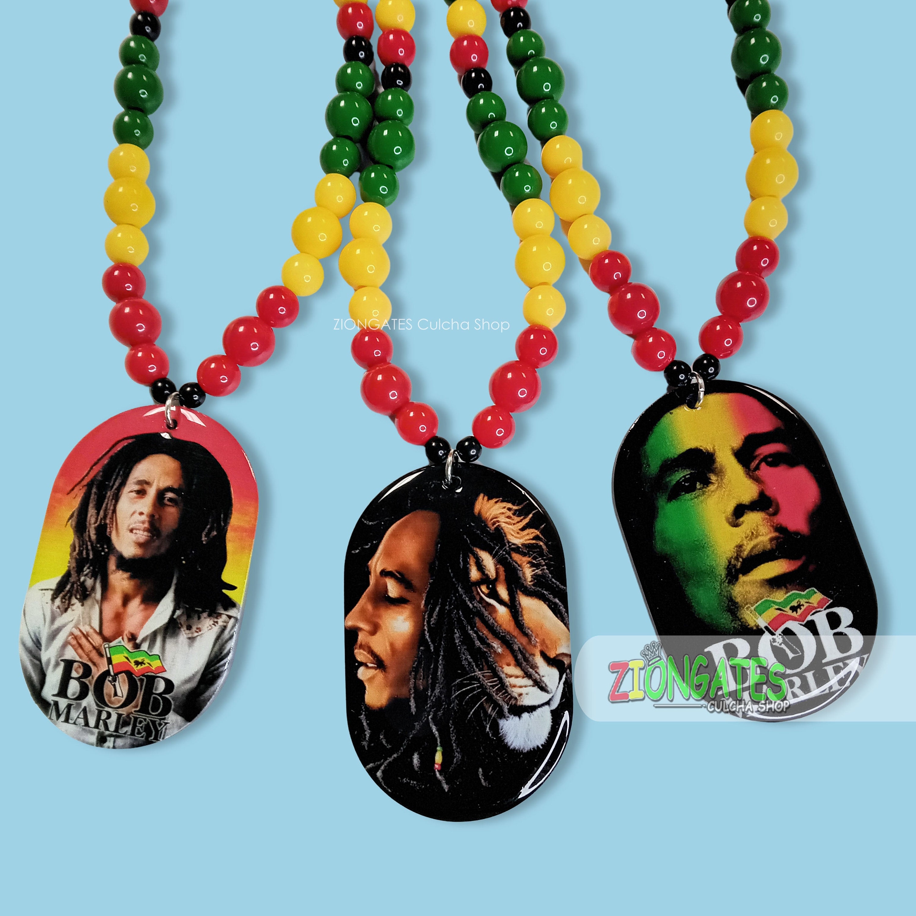 Large Bob Marley Beaded Necklaces With 3 Inch Pendant - Rasta - Etsy