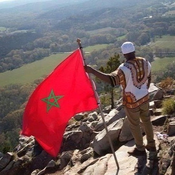 Grand drapeau mauresque 90 x 150 cm Maroc -  France