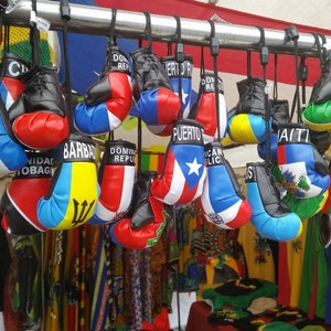 Small Caribbean flag boxing gloves for car