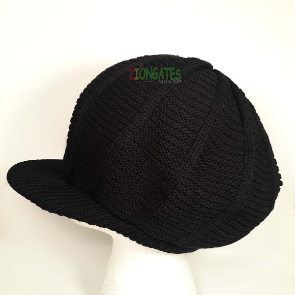 Medium Black Rasta hat tam crown dreadlock beanie cap RH039-1