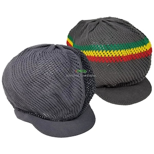 Large GREY MESH Rastaman Crown AKA rasta hats tams dread caps