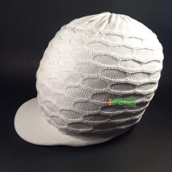 Medium White Rasta Hat Tam Crown 