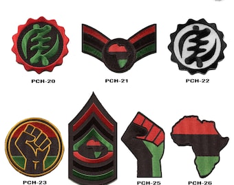 RBG Patches - Red Black and Green iron on Patches - Pan African - Garvey - GYE Nyame