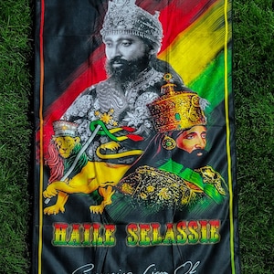 Large Haile Selassie Beach Towel - Rastafari - Crown