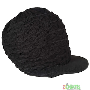 Large Black Rasta hat tam crown dreadlock beanie cap - RH020-2