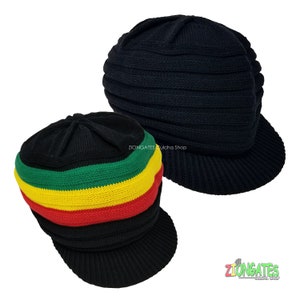 Small Black RASTA hats with Red Yellow Green Stripes - for short dreadlocks - dread cap