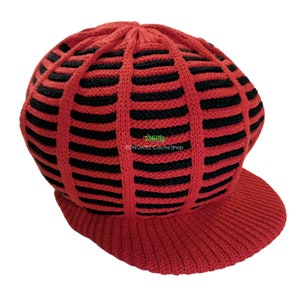 Small BLACK RED Rasta hat tam crown dread cap