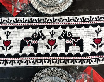 Patrón de crochet - Caballo Dala - Almohada + gráficos aislados de superposición de mosaico de crochet - gráficos, imágenes e instrucciones escritas en archivo pdf