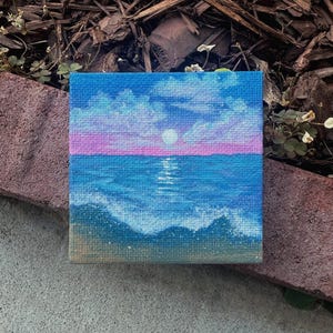 Moonlit Shore | Magnetic Canvas | Mini Canvas | Moonlight