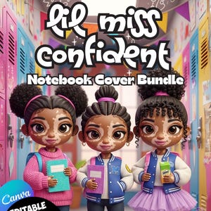Lil Miss Confident Black Girl with Vitiligo Composition Notebook Covers | Back to School Printable | Canva Editable Composition Notebook