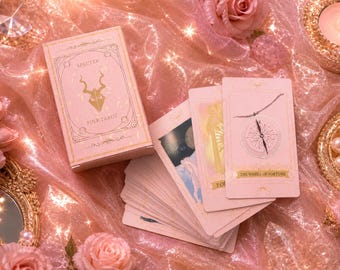 Jeu de tarot rose fait main, artiste indépendant en édition limitée, 78 cartes + boîte, pastel, cadeau sorcière, outil magique, cartes de collection rares