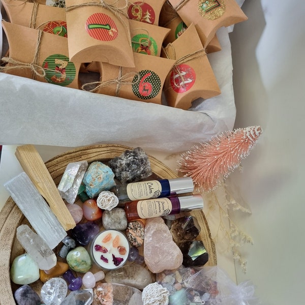 24 Day Crystal Advent Calendar / 24 Days of Christmas / Mystery box / Christmas Crystal Advent
