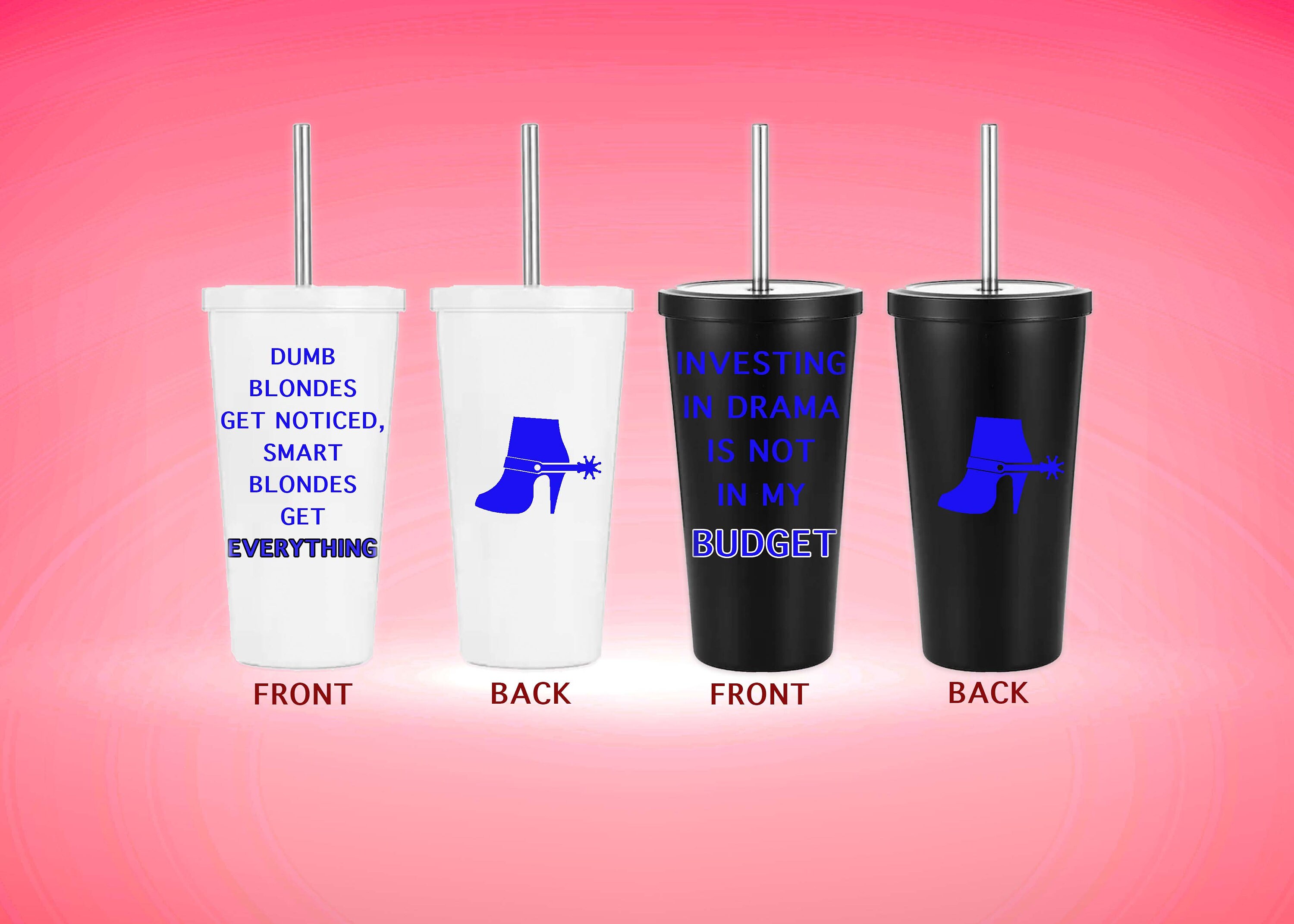 Real Housewives Water Tumblers Featuring Intro Taglines Stainless Steel