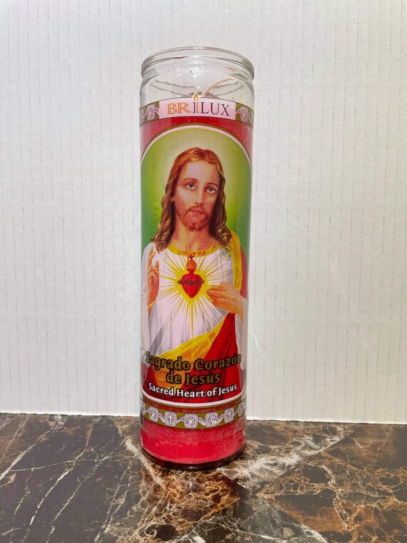 Fixed Sacred Heart of Jesus Candle/sagrada Corazon Veladora Etsy