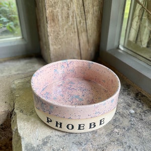 Pink Pet Bowl | Handmade | Ceramic | Personalised | Hand built | Stoneware | Custom | Unique | Beautiful