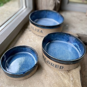 Blue Pet Bowl | Handmade | Ceramic | Personalised | Dog Bowl | Cat Bowl |Stoneware | Rustic | Glaze | Clay | Unique | Custom